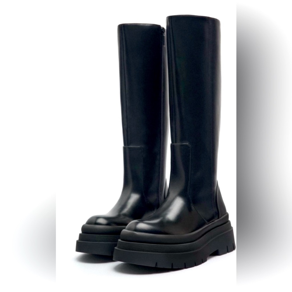Zara chunky knee high boots